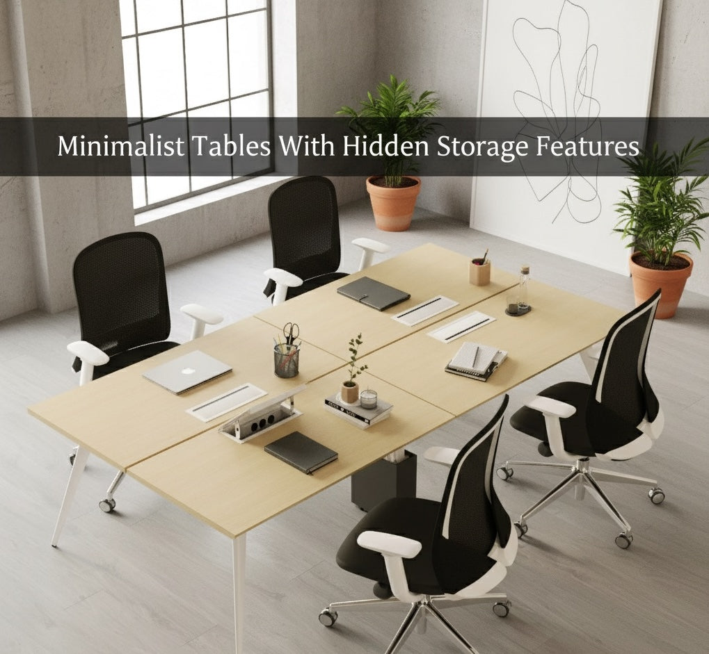 Minimalist Tables With Hidden Storage Features