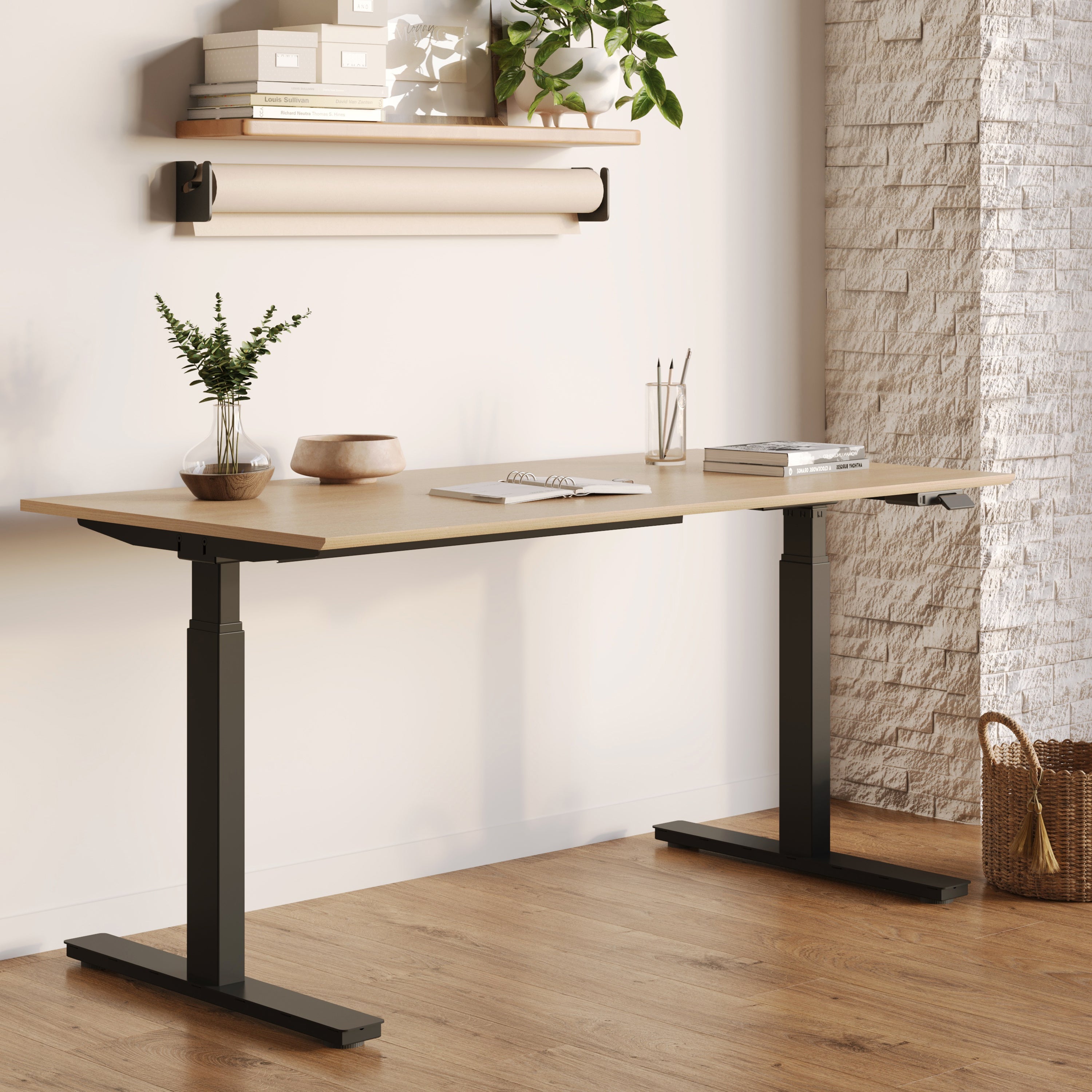 Stand up desk for 2 monitors that fits apartments and tight wall spaces