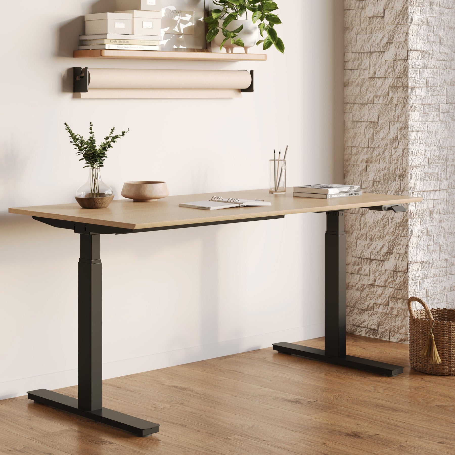 Stand up desk for 2 monitors that fits apartments and tight wall spaces