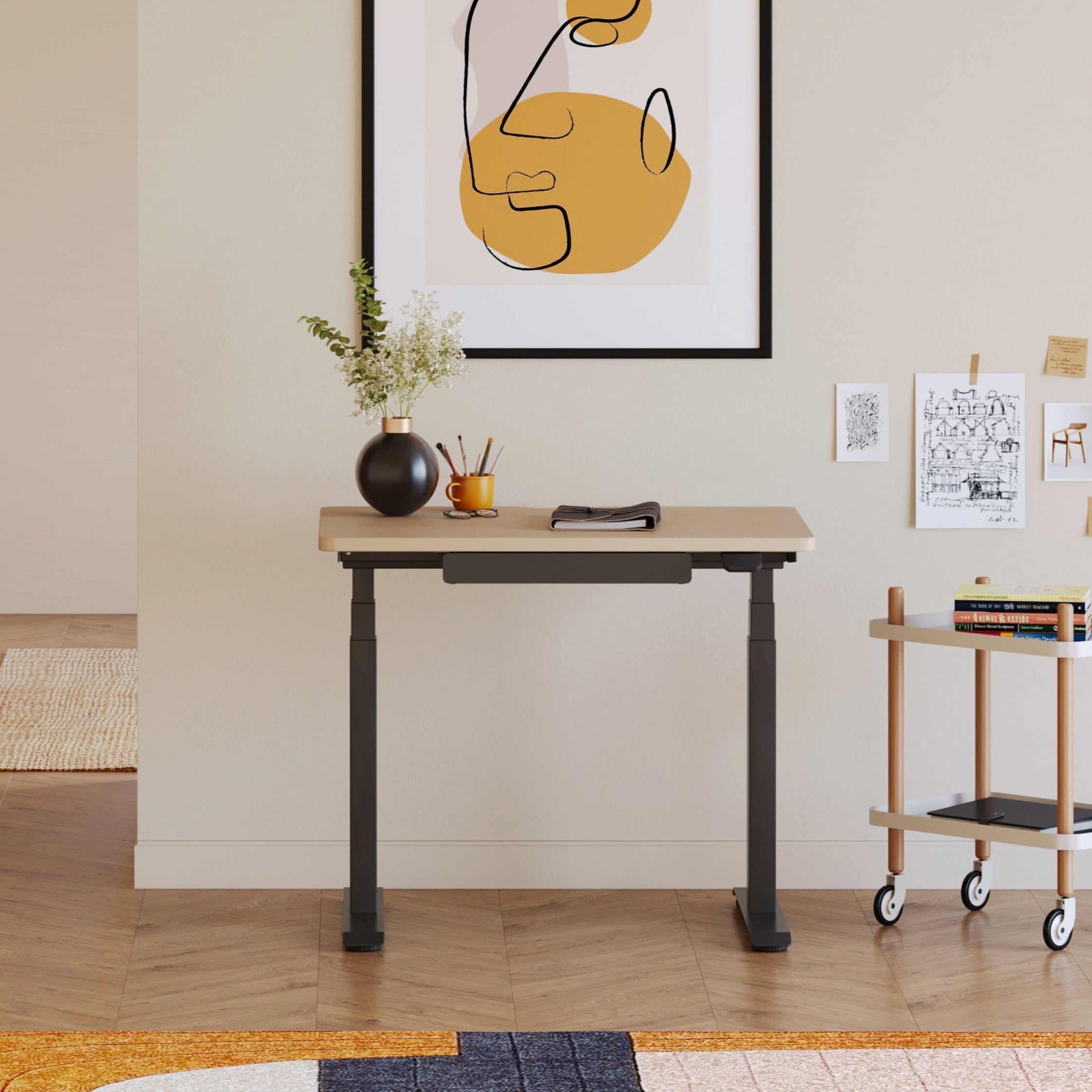 Small standing desk for small spaces that still fits dual monitors