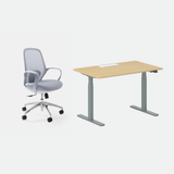 Ergonomic desk and chair set designed for all day productivity
